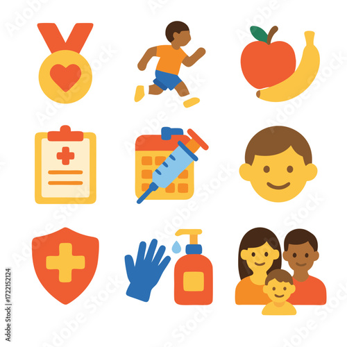 Child health day multiple icons celebrate family wellness health and support for every child.