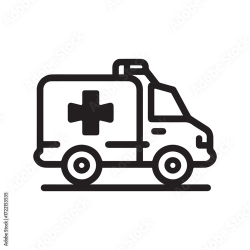 Flat Minimal Ambulance Icon – Emergency Medical Vector