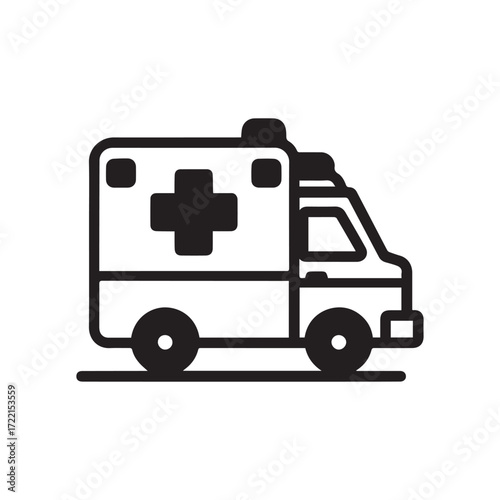 Flat Minimal Ambulance Icon – Emergency Medical Vector