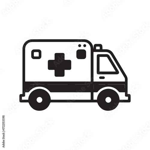 Flat Minimal Ambulance Icon – Emergency Medical Vector
