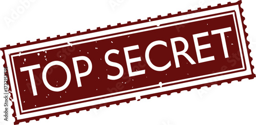 This image shows a top secret rubber stamp, which is often used to mark confidential documents. The stamp is red and has a rectangular shape. It is isolated.