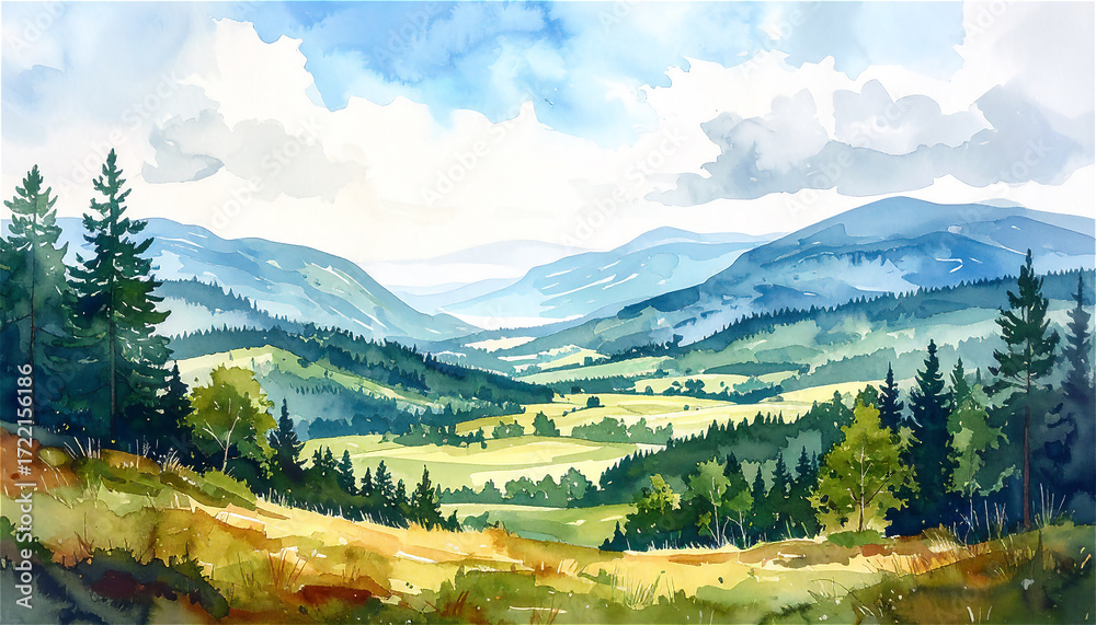 Fototapeta premium landscape with mountains of a Scandinavian setting 