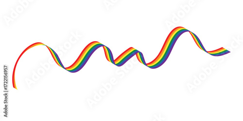 Flag LGBT ribbon icon, badge or button. Template design, vector illustration. Love wins. LGBT symbol in rainbow colors. Gay pride silk textile background.