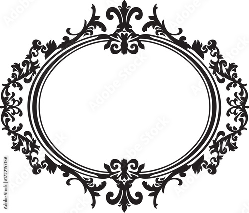 Ornate oval frame with elegant flourishes baroque decorative element vintage style