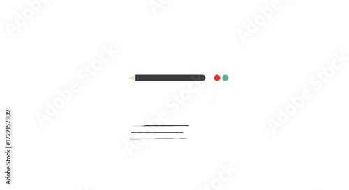 A black ecigarette with a red and green dot there are two lines below the ecigarette that represent smoke
