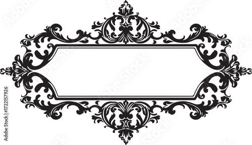 Ornate decorative vintage frame with blank space for text elegant floral scrollwork border