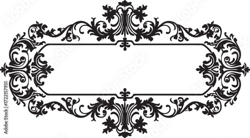 Elegant ornate vintage flourish frame decorative design element with empty space for text