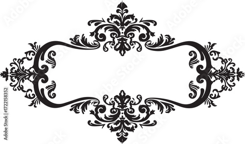 Ornate black vintage frame with elaborate scrollwork and flourishes for elegant design elements