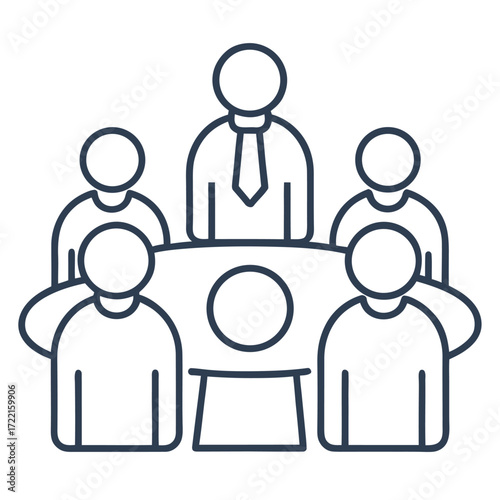 Business meeting icon representing teamwork and collaboration around a table.