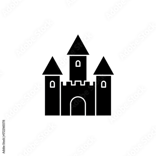 Black castle silhouette simple style fairytale kingdom fantasy architecture