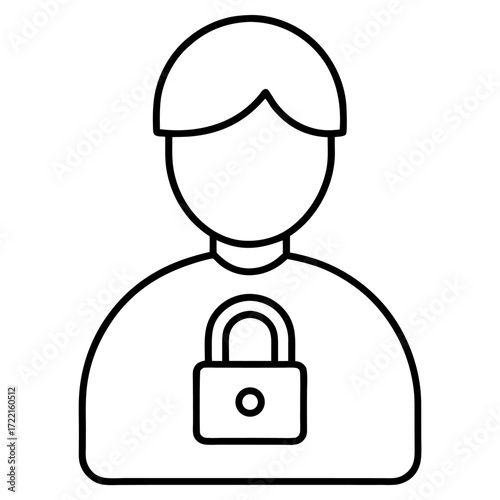 User Privacy Icon – Person with Padlock Symbol