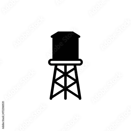 Water tower Simple black shape elevated structure industrial symbol utility