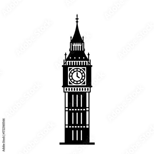 Big ben Silhouette Black and white London landmark Minimalist style