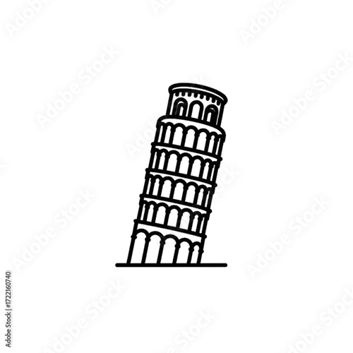 Leaning tower of pisa Line art Single object Famous landmark Italian architecture Travel destination