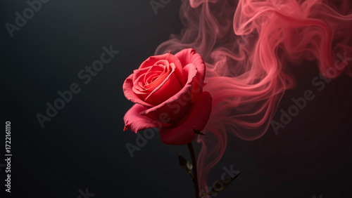 Red rose breathes in mist—surreal, romantic, and pulsing with bloom, memory, and poetic stillness.
