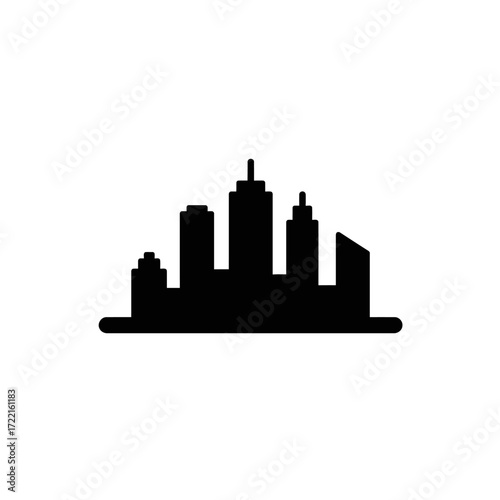 Cityscape Silhouette Black skyline minimal style urban buildings