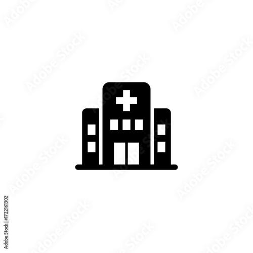 Hospital Building Simple silhouette White cross Healthcare facility Medical assistance