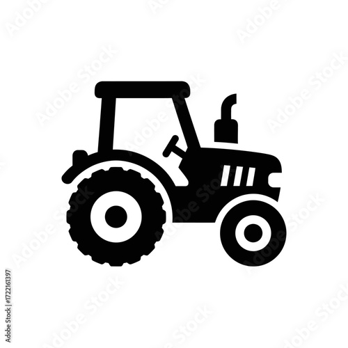 Tractor Silhouette Black and white farm equipment agriculture machinery farming concept