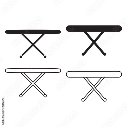 Ironing board icon set silhouette outline vector design