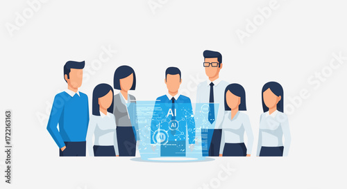 Ai team collaboration artificial intelligence business professionals working together innovation technology future 100