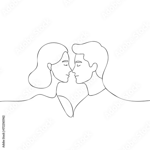 Couple in line art sharing affection for International Friendship Day  