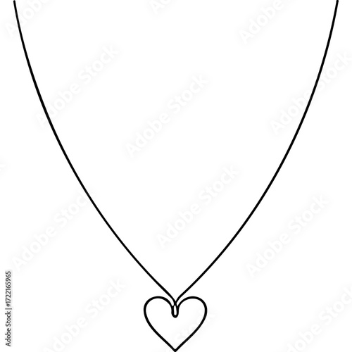 Heart-shaped pendant necklace in minimal line art style  