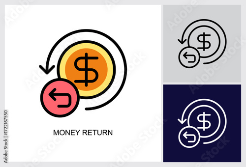Money Return icon Multi Style Vector Illustration 