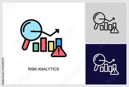 Risk Analytics icon Multi Style Vector Illustration 