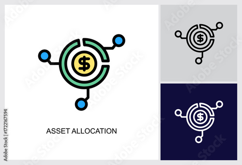 Asset Allocation icon Multi Style Vector Illustration 