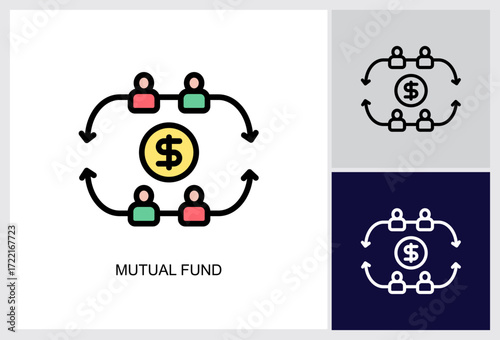 Mutual Fund icon Multi Style Vector Illustration 