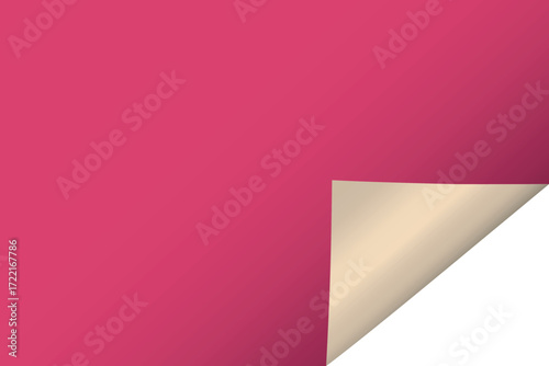 Page curl. Curled color paper. Blank sheet of ripped aged paper bright color corner. Copy space design for text, advertising, poster, wallpaper, backdrop. Printable lined and squared grid paper.