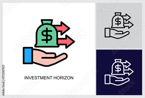 Investment Horizon icon Multi Style Vector Illustration 