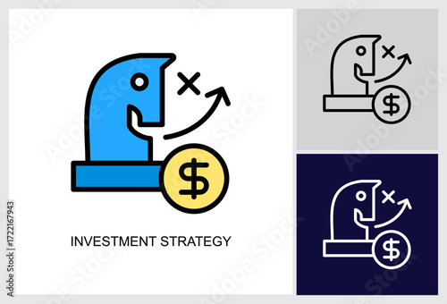 Investment Strategy icon Multi Style Vector Illustration 
