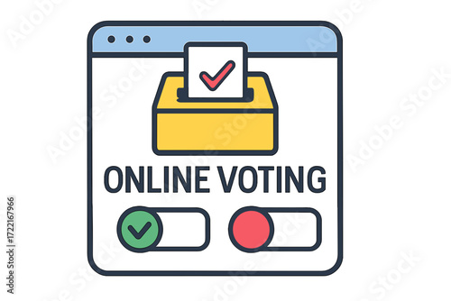 Online voting interface with ballot box and checkmark symbol online voting interface