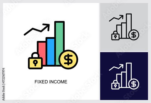 Fixed Income icon Multi Style Vector Illustration 