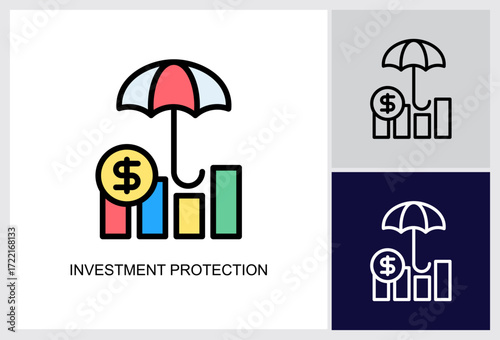 Investment Protection icon Multi Style Vector Illustration 