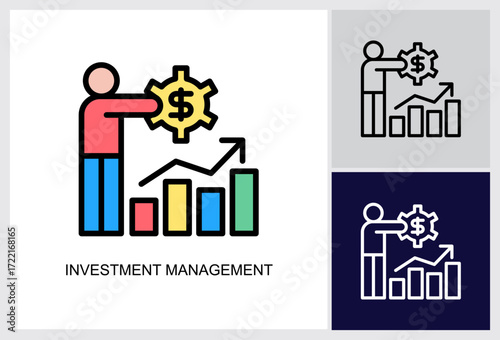 Investment Management icon Multi Style Vector Illustration 