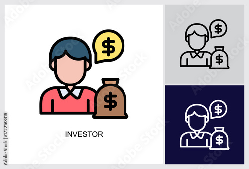 Investor icon Multi Style Vector Illustration 