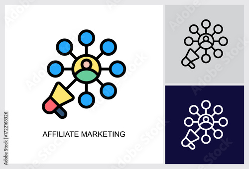 Affiliate Marketing icon Multi Style Vector Illustration 