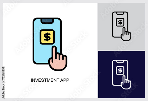 Investment App icon Multi Style Vector Illustration 