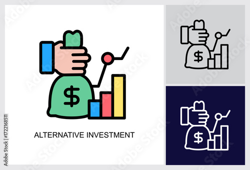 Alternative Investment icon Multi Style Vector Illustration 