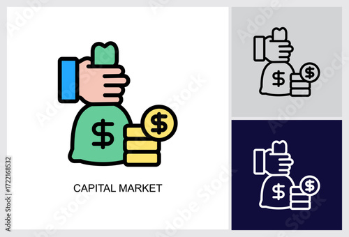 Capital Market icon Multi Style Vector Illustration 