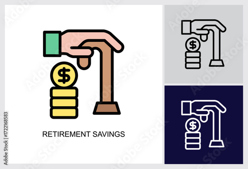 Retirement Savings icon Multi Style Vector Illustration 