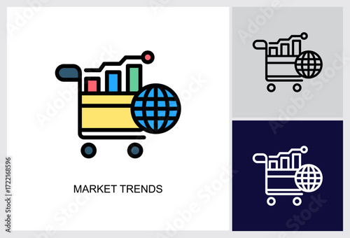 Market Trends icon Multi Style Vector Illustration 
