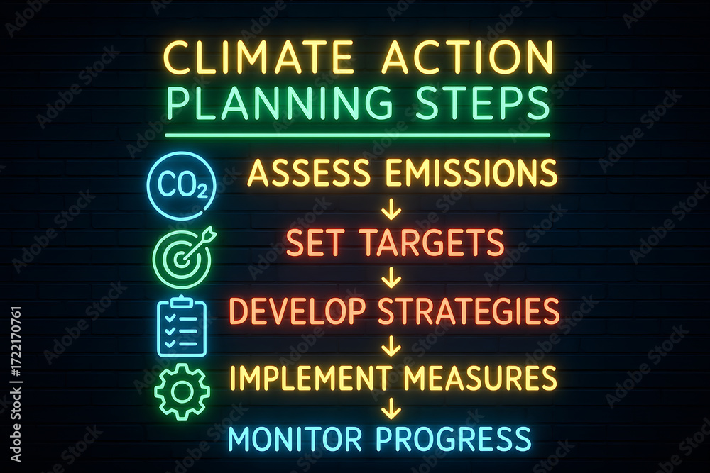Obraz premium Climate Action Framework with Strategic Planning and Environmental Solutions for Policy Development
