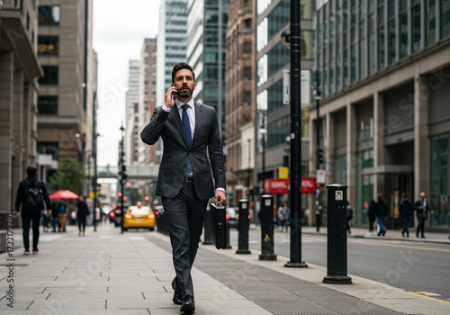 businessman walking in a city