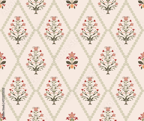 Vector Hand drawn colourful geometric flowers Motifs African boho paisley, seamless patterns with floral for fabric Ethnic Indian Pattern, textiles, clothing, wrapping paper, backdrop, banner.
