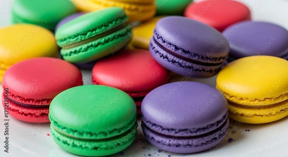 Obraz premium Vibrant Colorful Macarons Close Up Pastry Delight