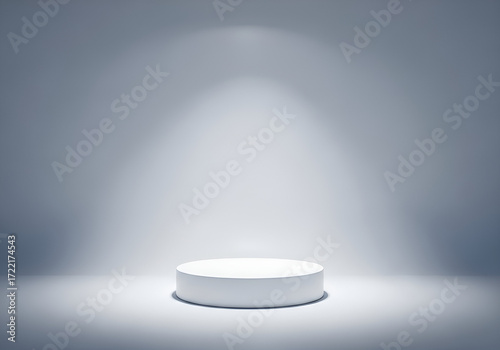 Illuminated podium stage for product display and promotional presentations spotlit center