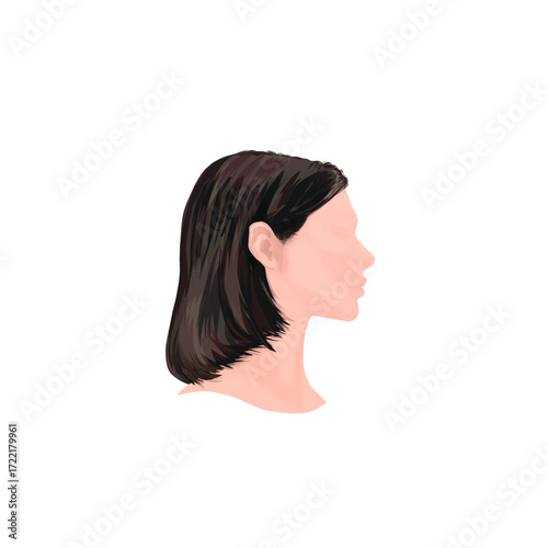 portrait of a young woman from the side without background